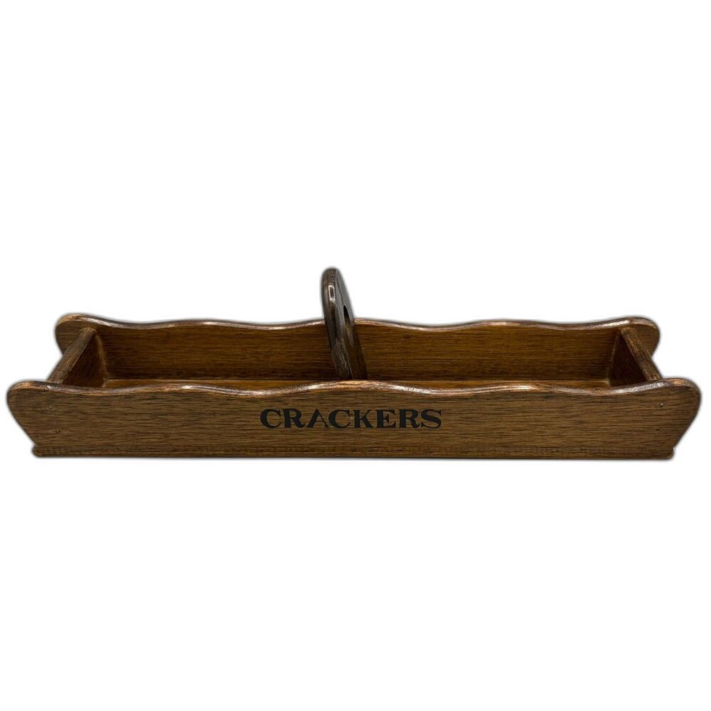 Vintage Retro 1970s Wood Cracker Serving Box Tray Cottagecore